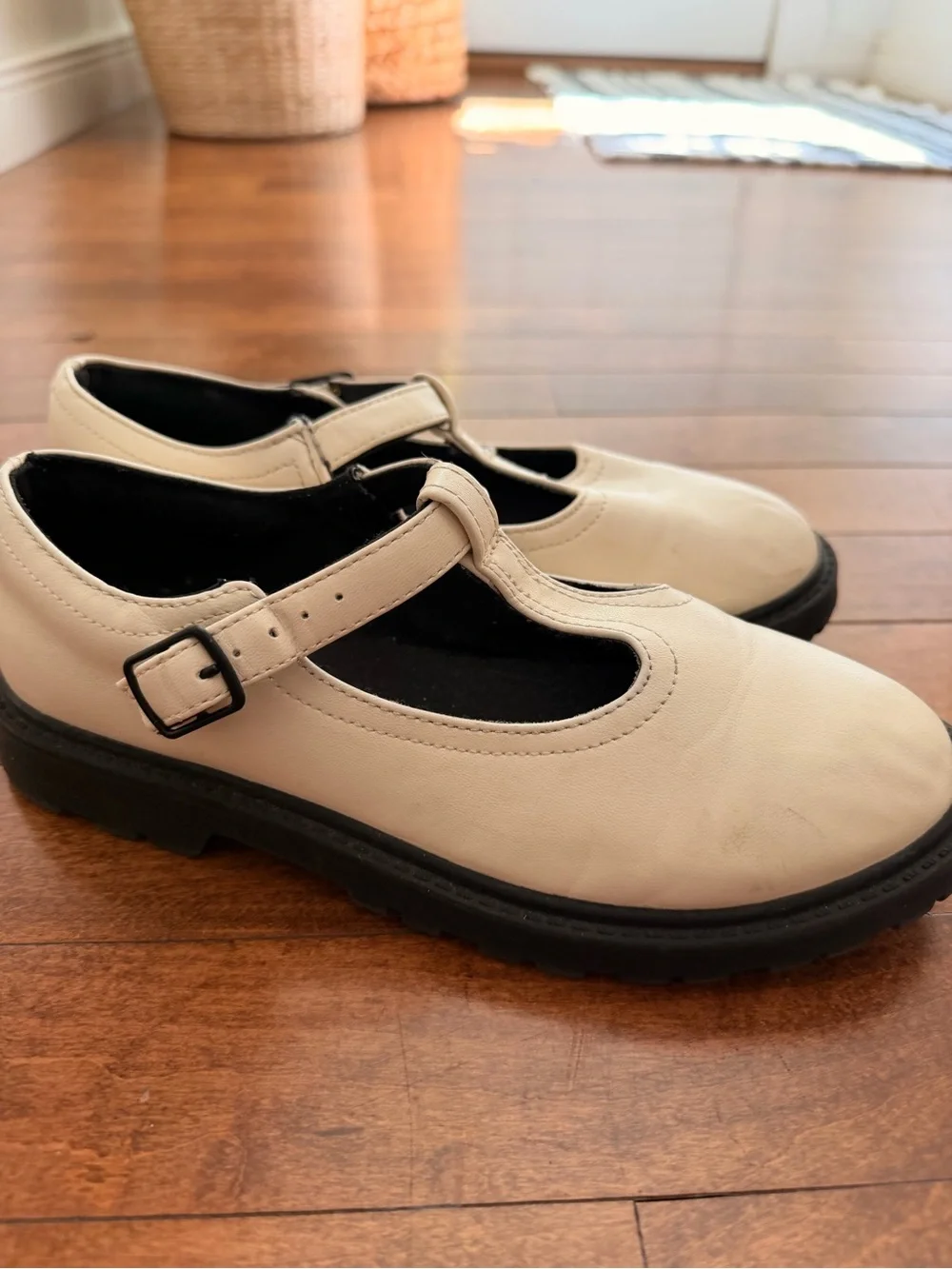 ZARA Cream T-Strap Mary Jane Loafers
